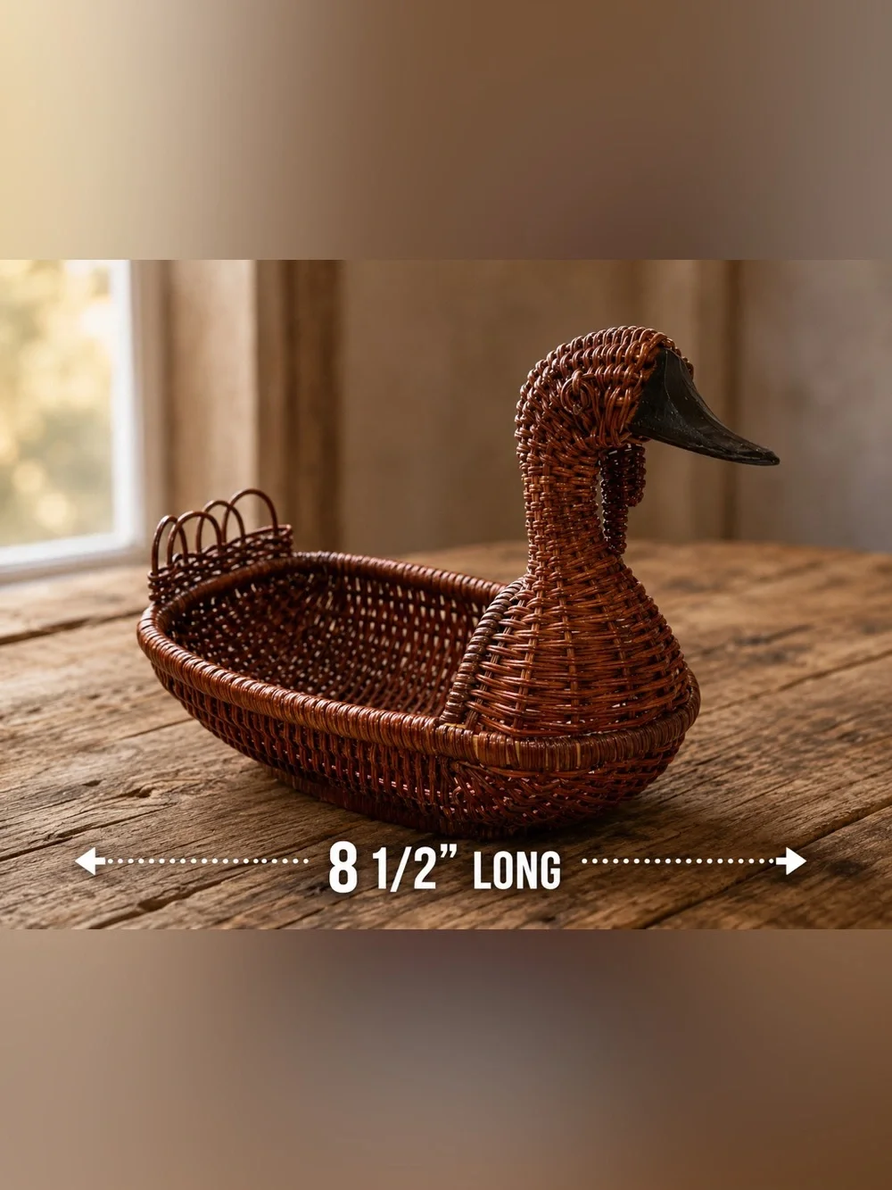 Handwoven Wicker Duck Baskets Set of 2 Cottagecore Rustic Home Decor